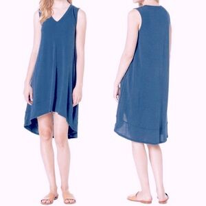 Nally & Millie USA Blue High Low V-Neck Tank Trapeze Dress, Small